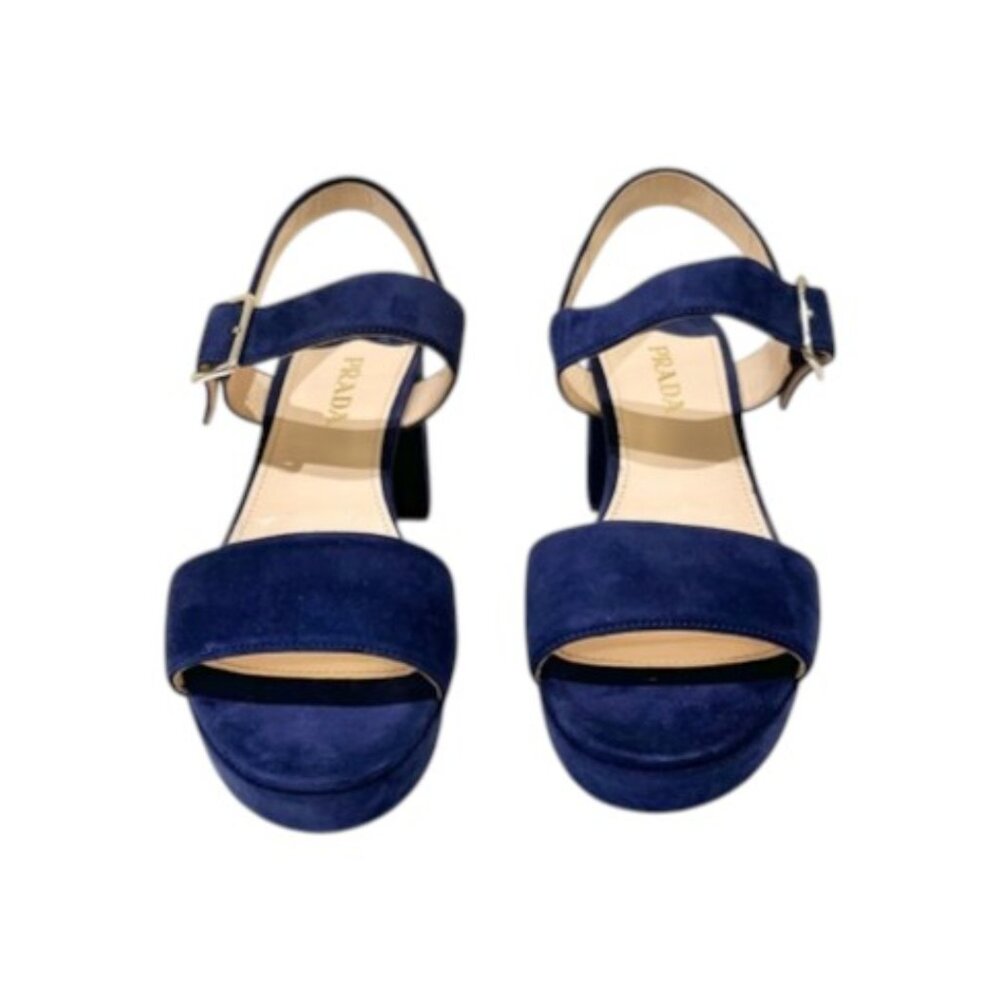 Prada NAVY Suede Platform Sandals NEW with COA - Picture 3 of 17